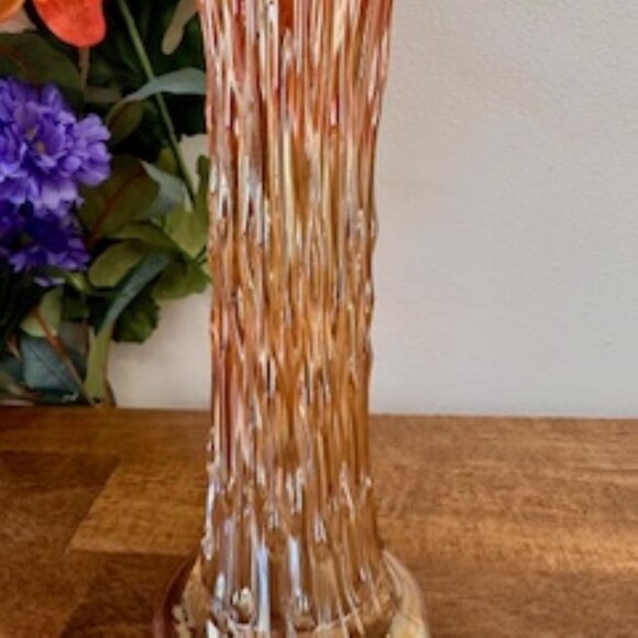 Vintage Fenton April Showers Marigold Carnival Glass Vase Ruffled Edge Art Glass - Picture 6 of 7